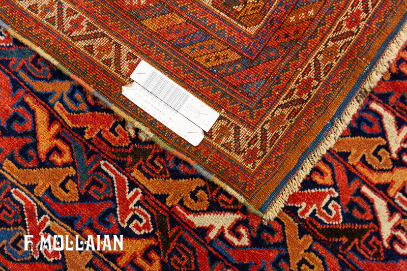 فرش آنتیک ایرانی افشاری با طرح روستایی استیلیزه کد:۳۷۸۳۰۷۹۴
